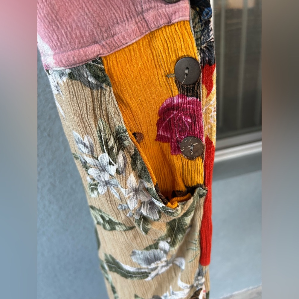 Women’s Sacred Threads Patchwork Boho Overalls Sz… - image 4